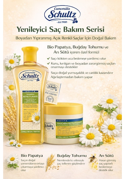 Schultz Yenileyici Şampuan + Saç Maskesi 2 Li Set Bio Papatya Arı Sütü Buğday Tohumu