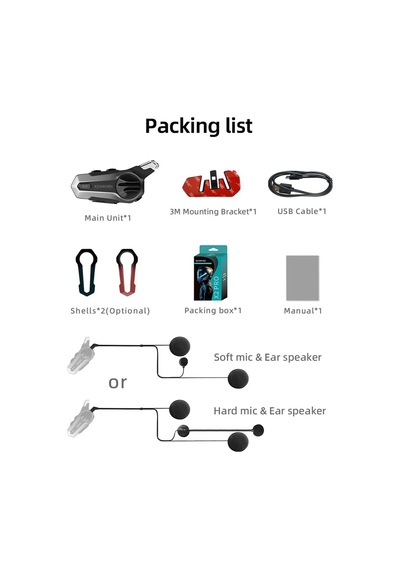 Kemborn Motosiklet Kask Kulaklık Bluetooth 5.3 İnterkom