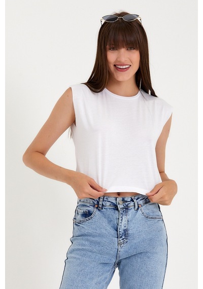 Kadın Regular Fit Crop Tişort Spr22tsk128 001