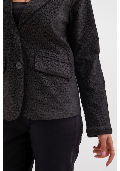 Bold & Young Kadın Baskılı Kadife Blazer Ceket Likralı Pamuklu Kumaş, Astarlı, Çift Cepli Siyah Desenli Bold & Young Kadın Baskılı Kadife Blazer Ceket Likralı Pamuklu Kumaş, Astarlı, Çift Cepli Siyah Desenli