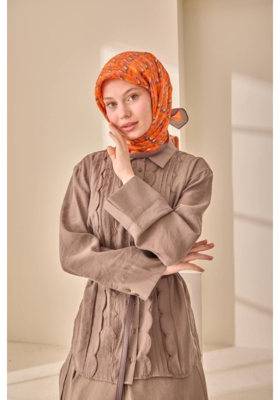 Silk Home Aura Eşarp 140006-16 Koyu Vizon, Turuncu, Beyaz, Füme, Pembe