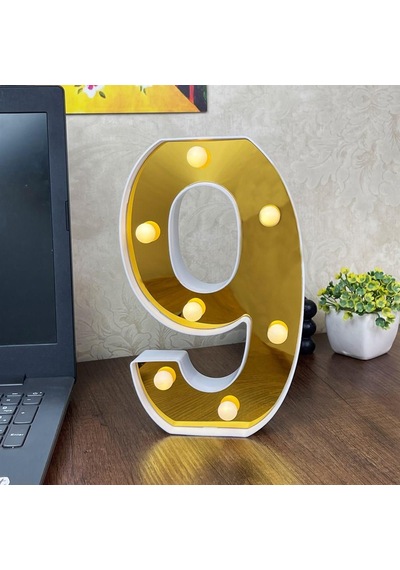 Dekoratif Led Işıklı 3D 9 Rakamı Büyük Boy Organizasyon Doğum Günü Kutlama