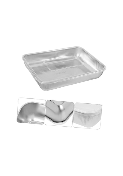 Çok Amaçlı Paslanmaz Çelik Fırın Ve Saklama Kabı 25 X 20 X 5 Cm Evimdeyokyok Çok Renkli