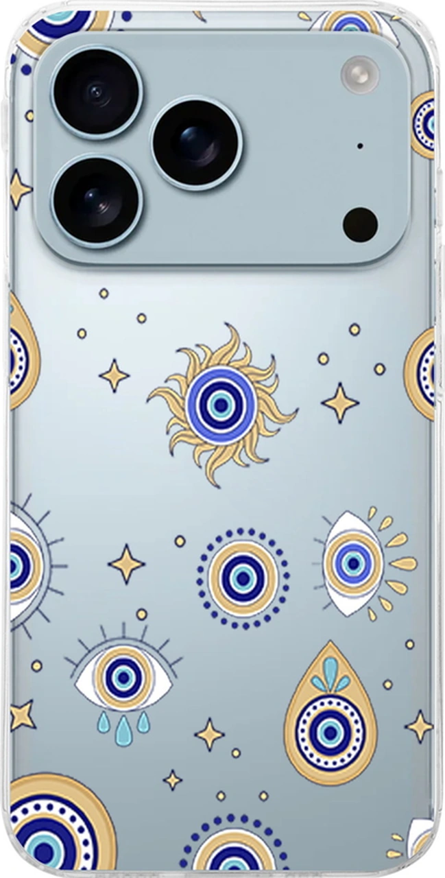 Apple Uyumlu iPhone 17 Pro Max İle Nazar 5 Baskılı Şeffaf Kılıf