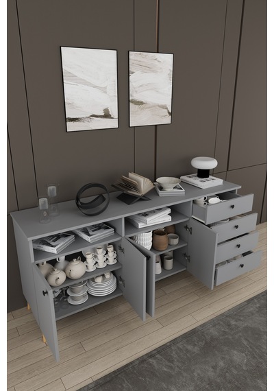 Lüks Yemek Odası Takımı 3 Parça %100 Mdf Konsol Yemek Masası Tv Ünitesi Yt02 Kül Gri Lüks Yemek Odası Takımı 3 Parça %100 Mdf Konsol Yemek Masası Tv Ünitesi Yt02 Kül Gri
