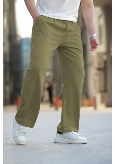 Madmext Haki Beli Ayarlanabilir Rahat Kesim Erkek Pantolon E6564