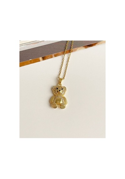 Lunarie Zirkon Taşlı Ayıcık Kolye 14k Gold Kaplama Kararmaz Çelik Altın