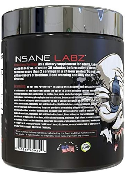 Insane Labz Psychotic Test, High Stim Testosterone Energy & Pump Boosting Pre-workout Powder Karışık