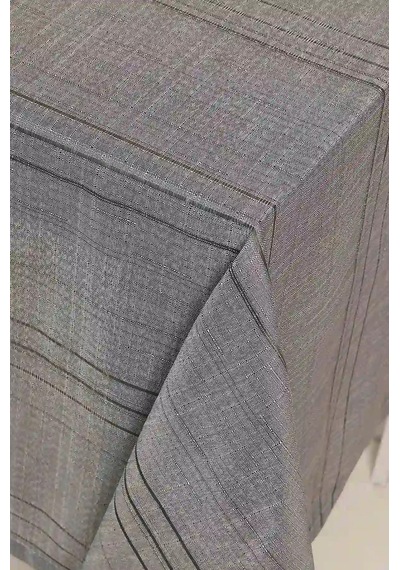 Çizgili Masa Örtüsü 160x220 - Gri Çok Renkli