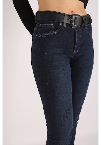 Yüksek Bel Jeans Kadın Slim Pantolon Denim Kumaş 44