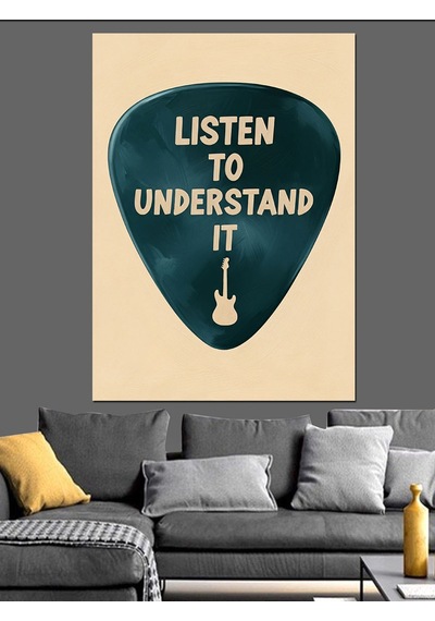 Gitar Pena Müzik Dinle Dekoratif Kanvas - Mdf Ahşap Tablo
