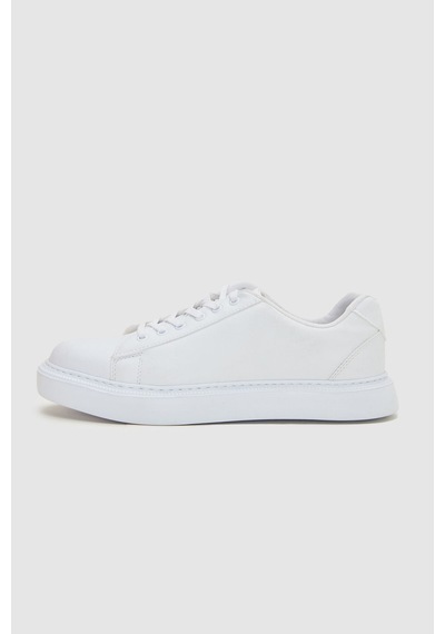 D's Damat 0EC09ORT0378 Beyaz Kalın Beyaz Tabanlı Bağcıklı Sneaker Ayakkabı Beyaz