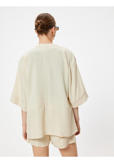 Koton Kimono 3/4 Geniş Kol Bol Kalıp Ekru 4sak50143pw Ekru