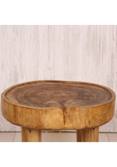 Doğal Teak Ağacı Sehpa 56x45 Cm Bej