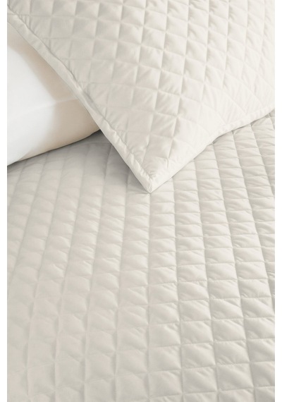 Ekru Minimal Genç Odası Tek Kişilik Pike Takımı - Kapitone Modern Krem 160x220 Cm Yatak Örtüsü Sabahçı Masal Perdesi