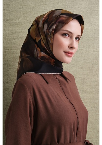 Armine Sura İpek Eşarp 2026-2027 - Sonbahar Kış-asm9611 Siyah-Yeşil