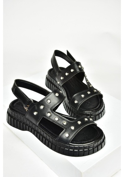 Fox Shoess610576609 Siyah Kalın Tabanlı Kadın Sandalet Siyah