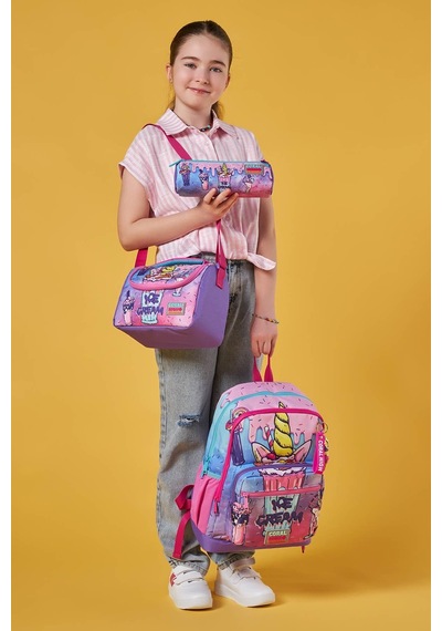 Coral High Kids Pembe Mor Milkshake Dondurma Desenli 3 Lü Okul Çanta Seti Set0123749