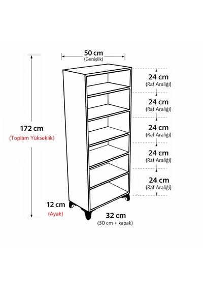50 Cm 4 Kapaklı Cok Amaclı Dolap Beyaz