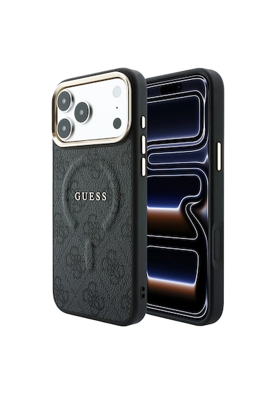Apple iPhone Uyumlu 18 Pro Max Kılıf Guess Lisanslı M-safe  C-magnet 4g Desenli Yazı Logolu Kapak Siyah
