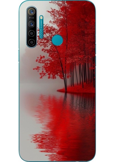 Realme 5i Uyumlu Sonbahar Gölü Baskılı Silikon Kılıf Renkli