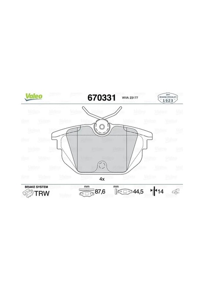 Fren Balatası - Alfa Romeo 155, Spider, Gtv, 33, 145, Punto, Tipo, Bravo, Barchetta, Coupe, Uno, Marea, Tempra, Egea - Valeo-670331