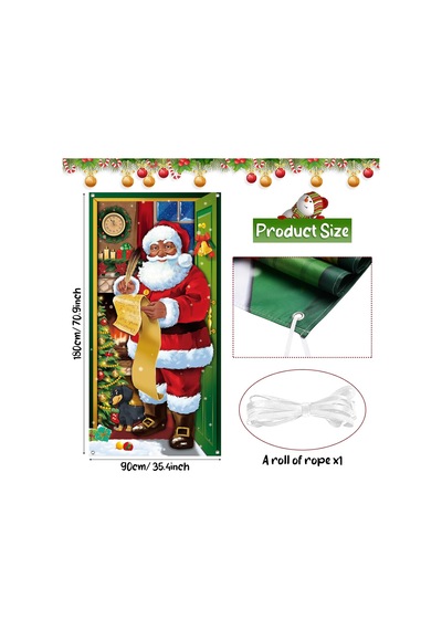 Noel Kapı Kapak Dekorasyon Siyah Noel Baba Ön Kapı Kapağı Noel Santa Arka Plan Asılı Afiş Noel Dekorasyon Ev İçin