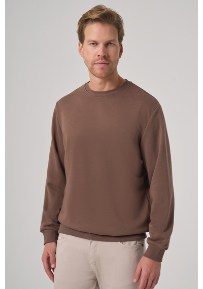 Morven Erkek Kahve Basic Bisiklet Yaka Sweatshirt 26ks063001400 Kahve