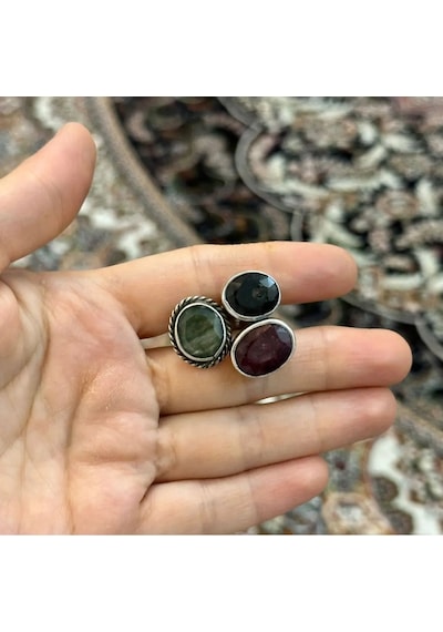Zümrüt Yakut Safirli Yüzük 355 Beyaz