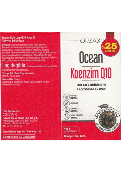 Koenzim Q10 100 Mg 30 Kapsül -%25 İndirimli