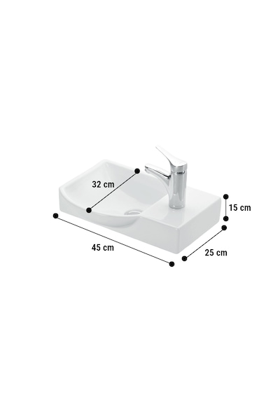 Lale 45 Cm Beyaz Mdf Seramik Lavabolu Asma Alt Banyo Dolabı