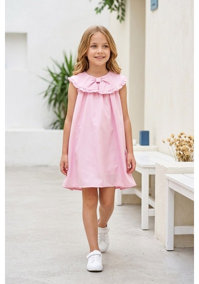Modanino Kız Çocuk Yaka Fırfırlı Ve Fiyonklu Astarlı Elbise 3-8 Yaş 12676ıs Pembe Modanino Kız Çocuk Yaka Fırfırlı Ve Fiyonklu Astarlı Elbise 3-8 Yaş 12676ıs Pembe