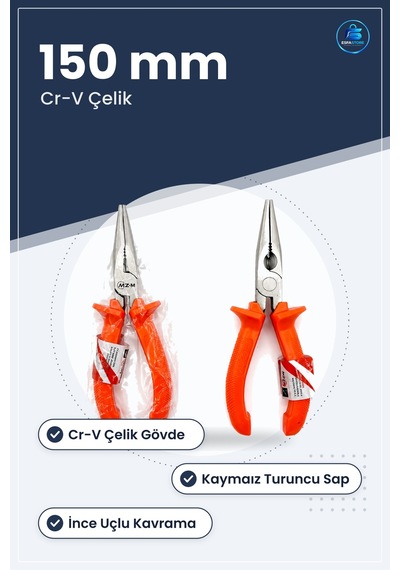 Karga Burnu Pense 150 Mm Cr-v Turuncu Saplı Hassas Elektronik Tam