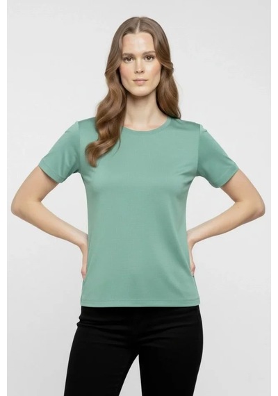 Meleners T-shirt Bisiklet Yaka Slim Fit Likralı Tişört Günlük Basic Body - Mint Yeşili