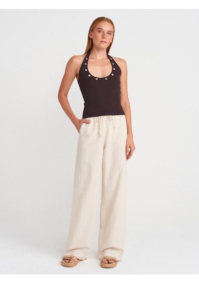 Dilvin 72159 Pijama Pantolon-ekru Ekru