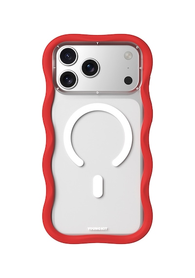 Apple Uyumlu iPhone 17 Pro Max  Kılıf M-safe Şarj Özellikli Youngkit Wave Matte Serisi Kapak Kırmızı Kırmızı
