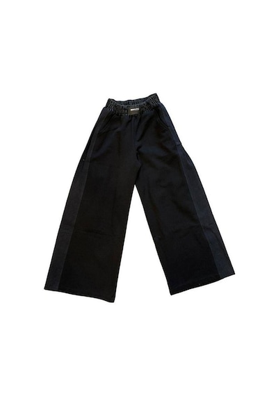 Zekids Kız Çocuk Yanları Denim Garnilli 2 İplik Pantolon-15038 Siyah