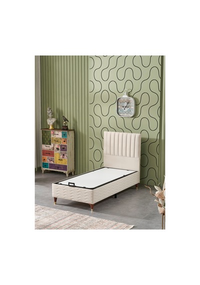 Beehanem Ezgi Krem 90x190 Tek Kişilik Baza Başlık Takımı Premium Konfor 2'li Set 90 x 190