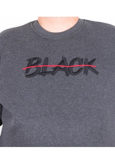 Moc Grande Mocgrande Erkek Büyük Beden Sıfır Yaka 3ip Sweat Black 24202 Antrasit Melanj