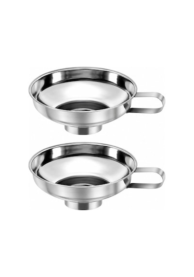 Paslanmaz Çelik Huni, Saplı Geniş Ağızlı Mutfak Hunisi, Kavanoz Ve Şişe Dolum Aparatı, Yağ, Bal, Sos, Un Ve Bakliyat İçin Çok Amaçlı Metal Huni, Hun-01 2 Adet