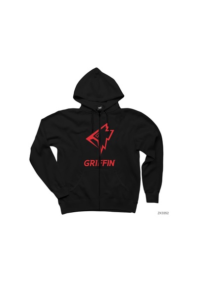 Griffins Esport Siyah Fermuarlı Kapşonlu Sweatshirt