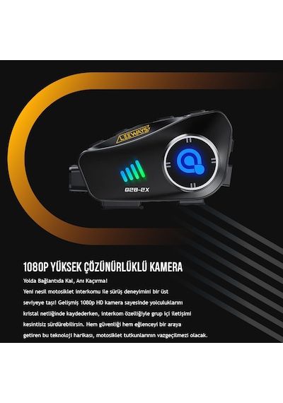 Leeways Q28 2x İntercom 500m Telsizli Kameralı Hd 1080p İpx6 Su Geçirmez İntercom