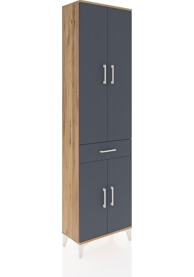 Arges Dolap 4 Raflı Tek Çekmeceli 4 Kapaklı 60x30x221 Çam-ant... Çam