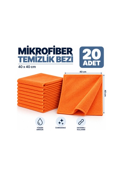 Temizlik Bezi Mikrofiber 40 40 Turuncu 20 Adet - 920958672 Diğer