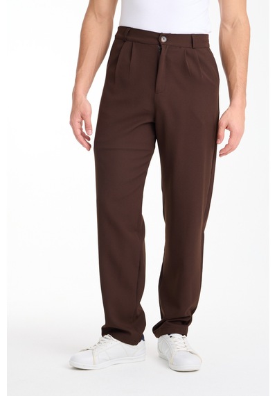 Gugus Erkek Baggy İthal Kumaş Pantolon Kahverengi