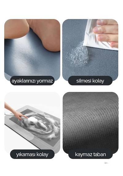 Büyük Boy Sihirli Su Emici Tabanlı Uzun Paspas 50 X 120 Cm Süper Emici Kaymaz Tabanlı Uzun Paspas Banyo Paspas - Mutfak Paspas Çok Renkli