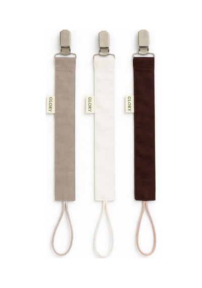 3'lü Set Bebek Emzik Askısı %100 Pamuk - Kahve - Camel - Ekru