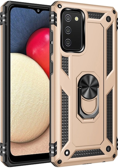 Samsung Uyumlu Galaxy A02s Kılıf Sofya Yüzüklü Silikon Kapak Altın