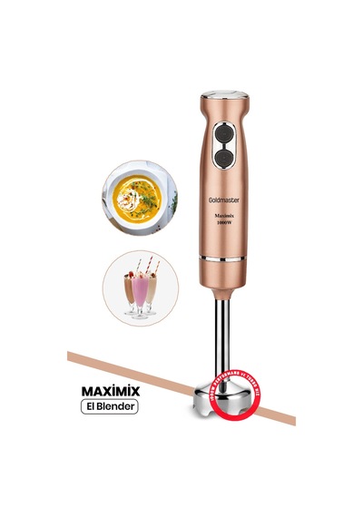 GoldMaster Maximix Gold 1000 Watt 4 Bıçaklı Paslanmaz Çelik Turbo Hız Ayarlı El Blender GM-7244G