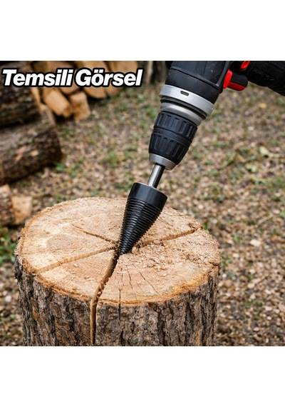 Odun Kırma Aparatı 50 Mm Sds Plus Uyumlu Matkap Aparatı Dayanıklı Çelik Odun Parçalayıcı
